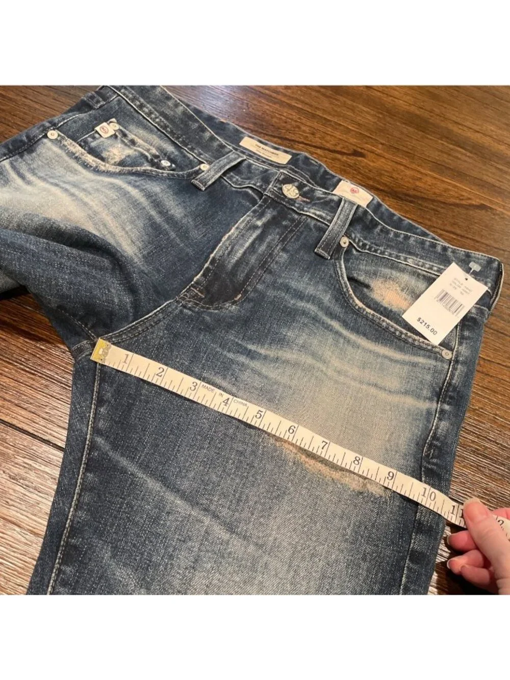 AG Matchbox Slim Straight Jean 32x33 Dark Wash Distressed Faded Stretch Denim
